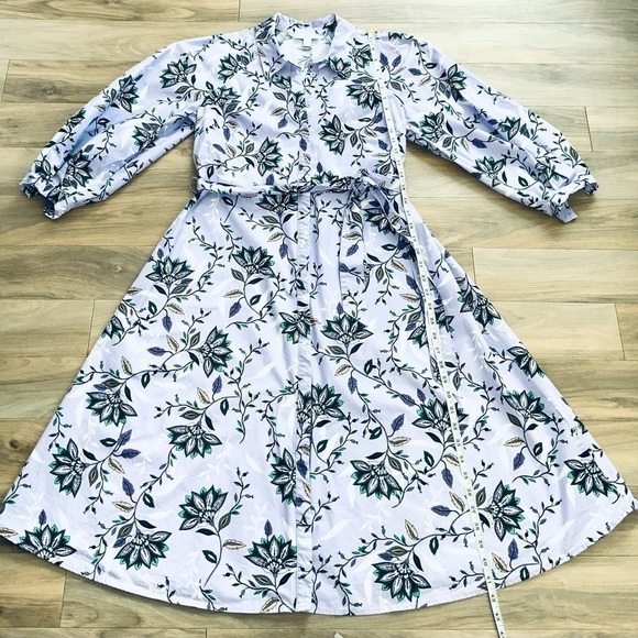 CHARTER CLUB Lavender Fields Floral Long Sleeve Belted Button Down Shirt Dress - Picture 7 of 8